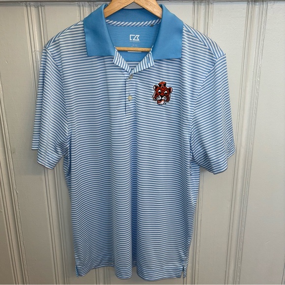 Auburn University Light Blue & white stripe Aubie logo Performance polo medium - Picture 1 of 5